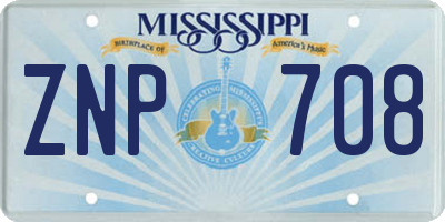 MS license plate ZNP708