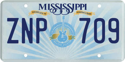 MS license plate ZNP709