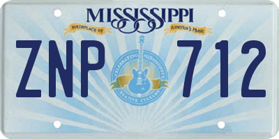 MS license plate ZNP712