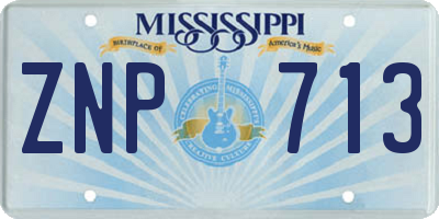 MS license plate ZNP713