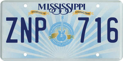 MS license plate ZNP716