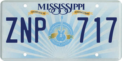 MS license plate ZNP717