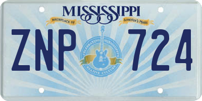 MS license plate ZNP724