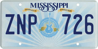 MS license plate ZNP726