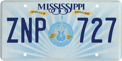 MS license plate ZNP727
