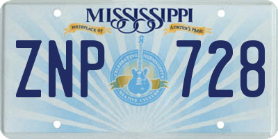 MS license plate ZNP728