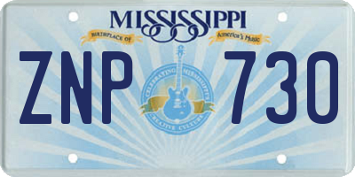 MS license plate ZNP730