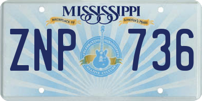 MS license plate ZNP736