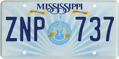 MS license plate ZNP737