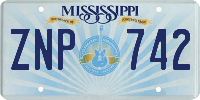 MS license plate ZNP742