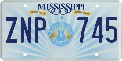 MS license plate ZNP745