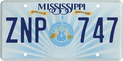 MS license plate ZNP747