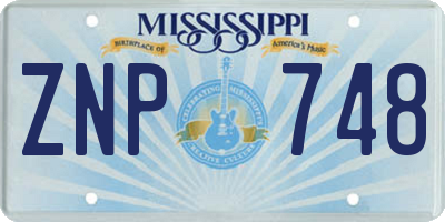 MS license plate ZNP748