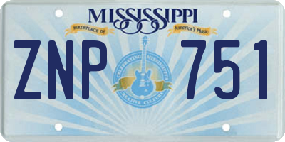 MS license plate ZNP751