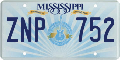 MS license plate ZNP752