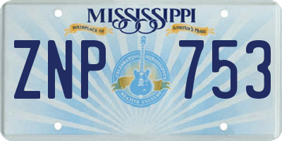 MS license plate ZNP753