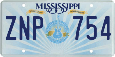 MS license plate ZNP754