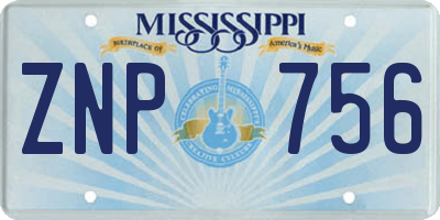 MS license plate ZNP756