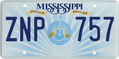 MS license plate ZNP757