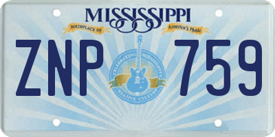 MS license plate ZNP759
