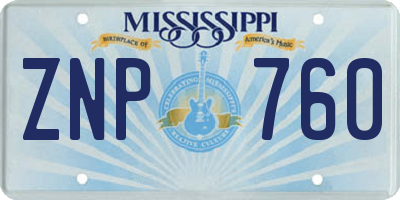 MS license plate ZNP760