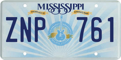 MS license plate ZNP761