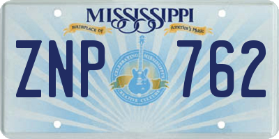 MS license plate ZNP762