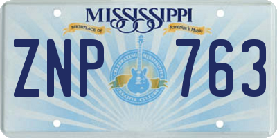 MS license plate ZNP763