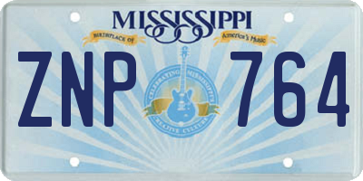 MS license plate ZNP764