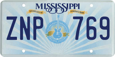 MS license plate ZNP769