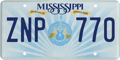 MS license plate ZNP770