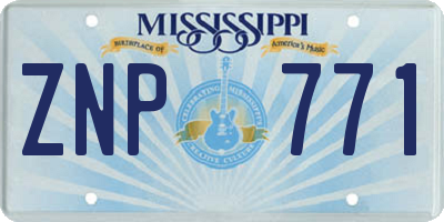 MS license plate ZNP771