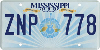 MS license plate ZNP778