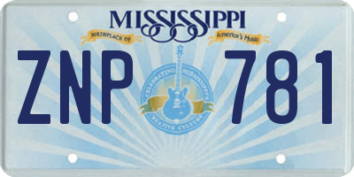 MS license plate ZNP781