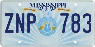MS license plate ZNP783
