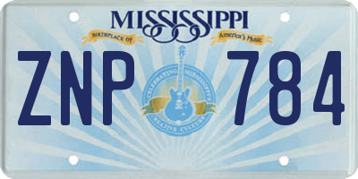 MS license plate ZNP784