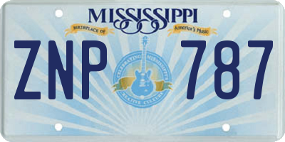 MS license plate ZNP787