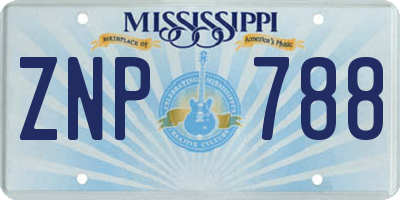MS license plate ZNP788