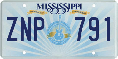 MS license plate ZNP791