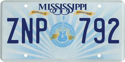 MS license plate ZNP792