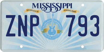 MS license plate ZNP793