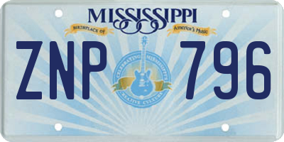 MS license plate ZNP796