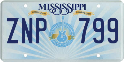 MS license plate ZNP799