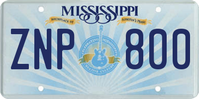 MS license plate ZNP800
