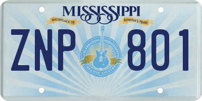 MS license plate ZNP801