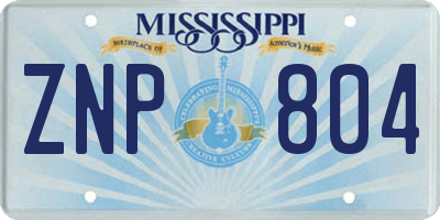 MS license plate ZNP804