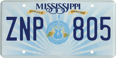 MS license plate ZNP805