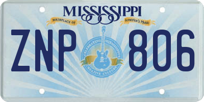 MS license plate ZNP806