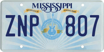 MS license plate ZNP807