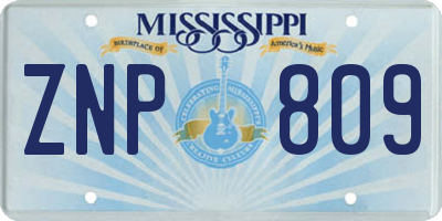MS license plate ZNP809